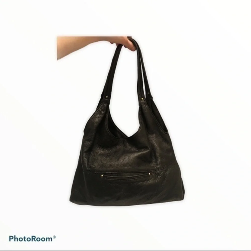 Michael kors black leather hobo bag purse